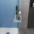AICA SANITAIRE - Paroi de douche à l'italienne en bande central dépoli 120x200cm avec porte serviette-étagère chromé et une barre de fixation forme carré extensible - vignette