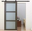 GD MENUISERIES - Porte Coulissante Gris Taupe RAL 7006 Vitee H204 x L73 cm, Rail roulette - vignette