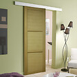 GD MENUISERIES - Porte Coulissante bois Ayous 3 Panneaux H204 x L93 cm, Rail alu Bandeau Blanc - vignette