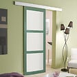 GD MENUISERIES - Porte Coulissante Vert Sauge RAL 6021 Vitrée H204 x L73 cm, rail alu - vignette
