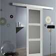 GD MENUISERIES - Porte Coulissante Greyria Gris Clair Vitrée H204 x L93 cm, Rail Alu - vignette