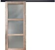 GD MENUISERIES - Porte Coulissante bois Frake Vitrée H204 x L73 cm, rail alu bandeau noir - vignette