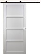 GD MENUISERIES - Porte Coulissante Tamera Blanc 4 Panneaux H204 X L93 cm, Rail Roulettes, Coquilles Blanc - vignette