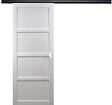 GD MENUISERIES - Porte Coulissante Tamera blanc 4 panneaux H204 x L73 cm, Rail Alu bandeau noir, Coquilles blanc - vignette