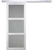 GD MENUISERIES - Porte Coulissante Kenya Blanc Vitrée H204 X L93 cm, Rail Alu, Coquilles Blanc - vignette
