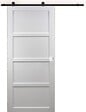 GD MENUISERIES - Porte Coulissante Tamera Blanc 4 Panneaux H204 X L83 cm, Rail Roulettes, Coquilles Blanc - vignette