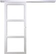 GD MENUISERIES - Porte Coulissante Kenya Blanc Vitrage transparent H204 x L83 cm, Rail Alu, Coquilles blanc - vignette