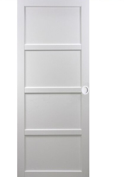 GD MENUISERIES - Porte Coulissante Tamera blanc 4 panneaux H204 x L63 cm, Rail Alu, Coquilles blanc - large