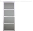 GD MENUISERIES - Porte Coulissante Tana Blanc Vitrée H204 X L93 cm, Rail Alu Bandeau Blanc, Coquilles Blanc - vignette