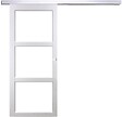 GD MENUISERIES - Porte Coulissante Kenya Blanc Vitrage transparent H204 x L73 cm, Rail Alu, Coquilles blanc - vignette