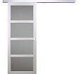 GD MENUISERIES - Porte Coulissante Tana Blanc Vitrée H204 X L83 cm, Rail Alu, Coquilles Blanc - vignette
