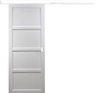 GD MENUISERIES - Porte Coulissante Tamera blanc 4 panneaux H204 x L83 cm, Rail Alu bandeau blanc, Coquilles blanc - vignette