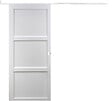 GD MENUISERIES - Porte Coulissante Korya Blanc 3 panneaux H204 x L93 cm, Rail Alu bandeau blanc, Coquilles blanc - vignette