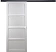 GD MENUISERIES - Porte Coulissante Tamera blanc 4 panneaux H204 x L83 cm, Rail Alu bandeau noir, Coquilles blanc - vignette