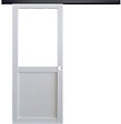 GD MENUISERIES - Porte Coulissante Atelier blanc sans meneau H204 x L83 cm, Rail Alu bandeau noir, Coquilles blanc - vignette