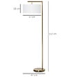 HOMCOM - Lampadaire design néo-rétro max. 40 W 153H cm abat-jour circulaire aspect lin blanc piètement structure métal doré - vignette