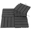 OUTSUNNY - Caillebotis - dalles terrasse - lot de  9 - emboîtables, installation très simple - petits carreaux composite plastique imitation bois noir - vignette