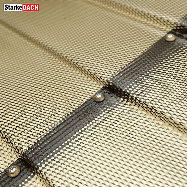 STARKEDACH - Auvent à cadre en aluminium STARKEDACH DIAMONDS Straight T-150 8017 avec revêtement monolithique en polycarbonate - large