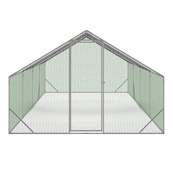 ID MARKET - Enclos poulailler 24 m² parc grillagé 8x3 M acier galvanisé - large