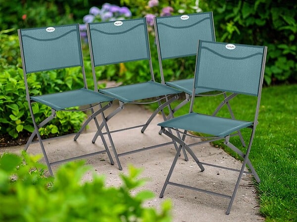 HESPERIDE - Lot de 4 Chaises de jardin pliante métal Modula Bleu Canard/Graphite - Hespéride - large