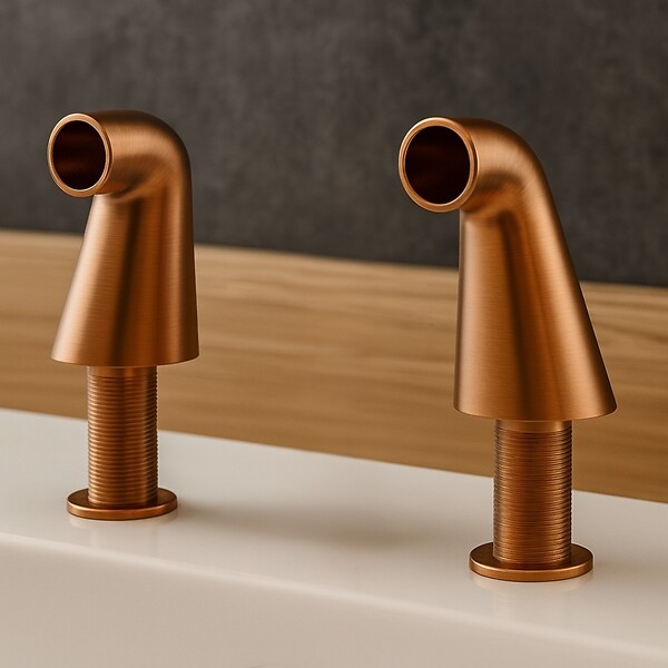 ESSEBAGNO - Colonnettes raccord bain-douche cuivre brossé - large
