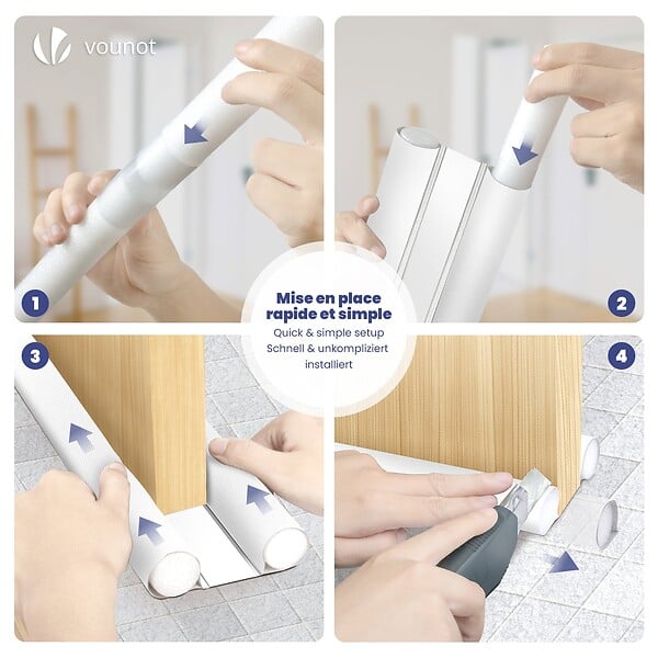 VOUNOT - Lot de 3 Boudins de Porte Isolants coupe froid Découpables 96cm Blanc - large