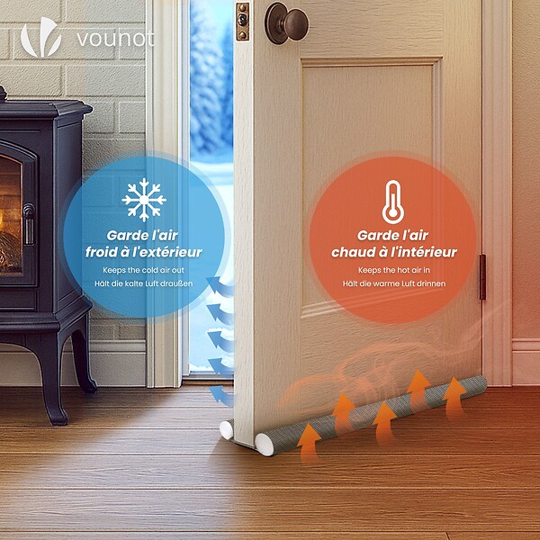 VOUNOT - Lot de 2 Boudins de Porte Isolants coupe froid Découpables 96cm Gris - large