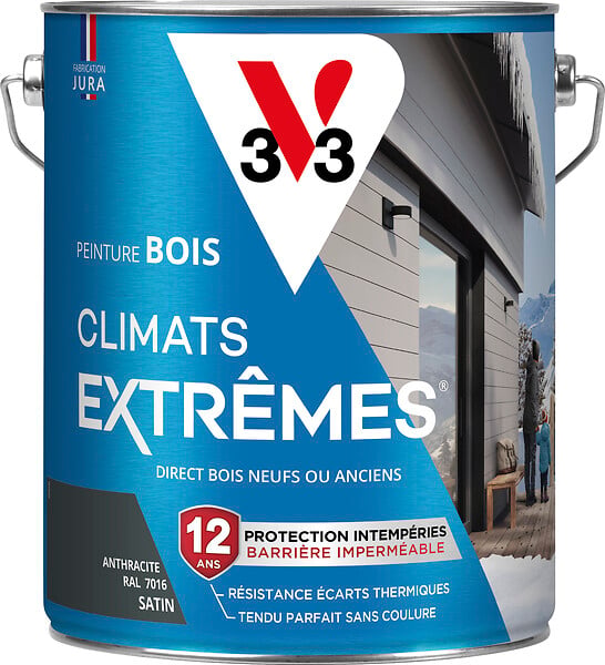 V33 PEINTURE - Peinture extérieure bois Climats Extrêmes Anthracite 5L - large
