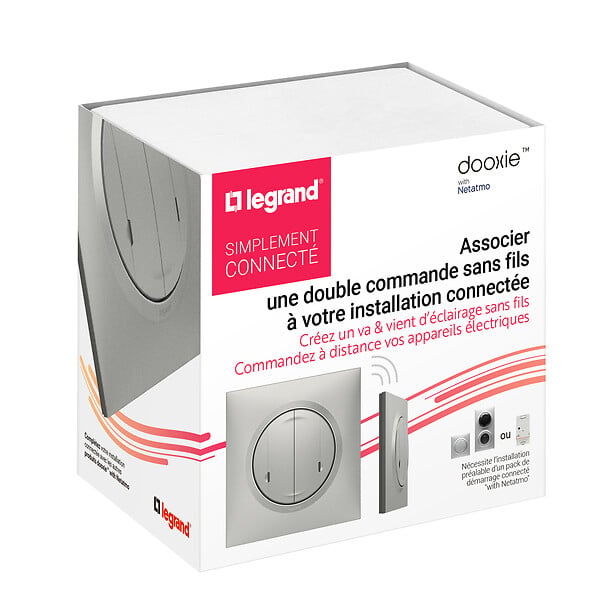 LEGRAND - Interrupteur double Dooxie with Netatmo - Aluminium - Zigbee - large
