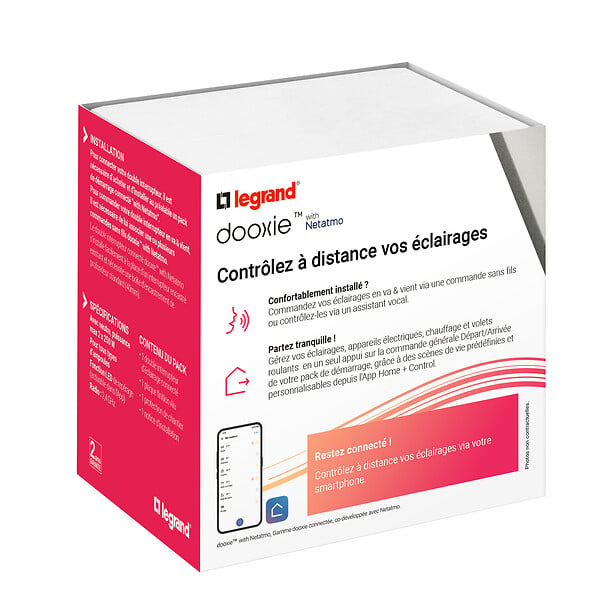 LEGRAND - Interrupteur double connecté Aluminium Dooxie with Netatmo - large