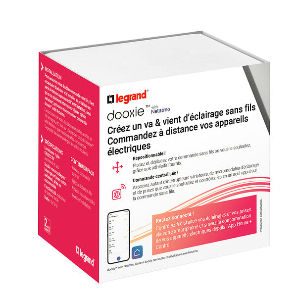 LEGRAND - Interrupteur double Dooxie with Netatmo - Aluminium - Zigbee - large