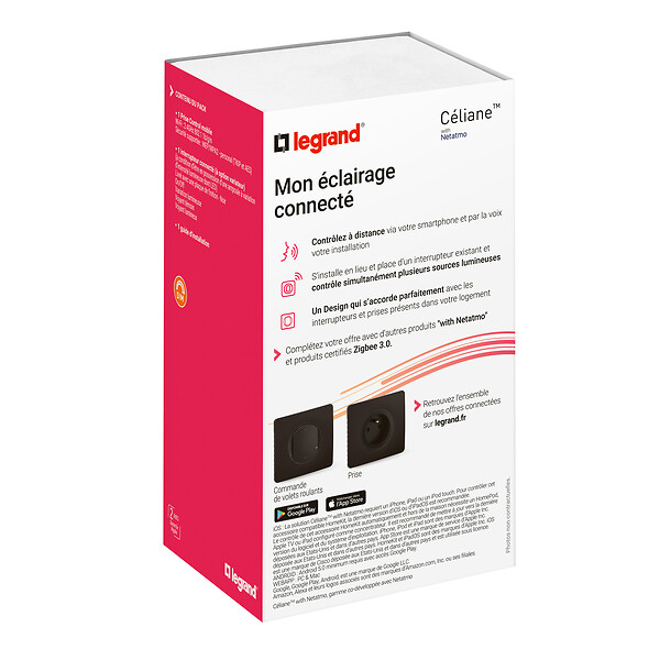 LEGRAND - Commande sans fil - Céliane with Netatmo - Noir - Batterie 8 ans - large