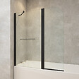 PLANETE BAIN - Pare-baignoire fixe avec volet pivotant design 120 x 140 cm aluminium noir mat verre 6 mm anticalcaire - vignette