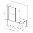 PLANETE BAIN - Pare-baignoire fixe avec volet pivotant design 120 x 140 cm aluminium noir mat verre 6 mm anticalcaire - vignette