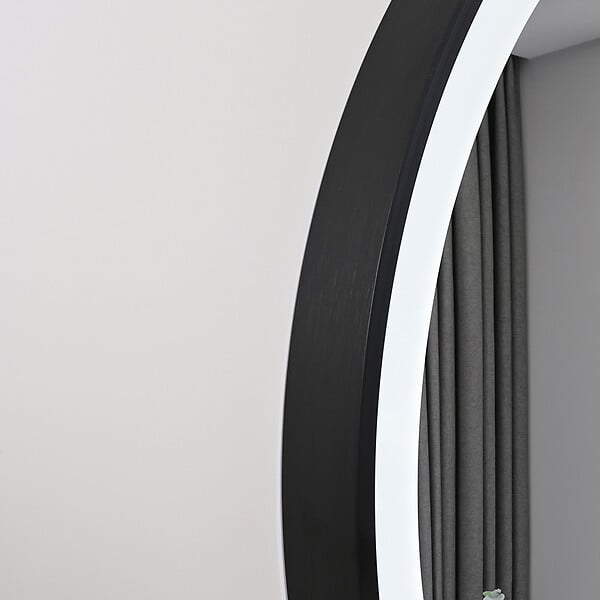 LUXURYBAIN - Miroir salle de bain LED ovale 120x60cm anti buée avec cadre en aluminium noir- LuxuryBain - large