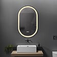 LUXURYBAIN - Miroir salle de bain LED ovale 50x80cm anti buée avec cadre en aluminium noir- LuxuryBain - vignette