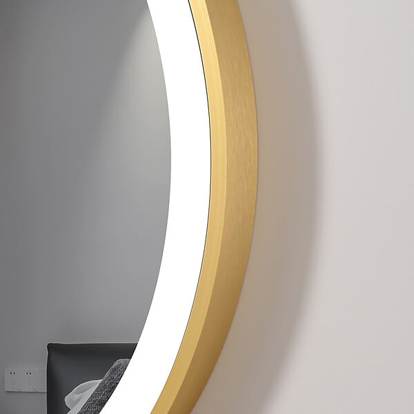 LUXURYBAIN - Miroir salle de bain LED ovale 120x60cm anti buée avec cadre en aluminium doré- LuxuryBain - large