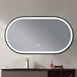 LUXURYBAIN - Miroir salle de bain LED ovale 110x60cm anti buée avec cadre en aluminium noir- LuxuryBain - vignette