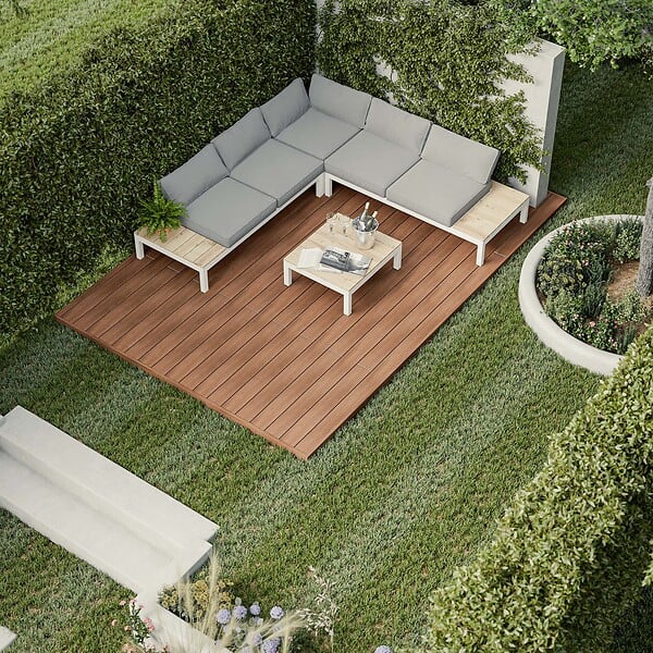 BELLAME - Kit Terrasse PVC BELLAME 5 m² (222 x 14,5 x 2,2 cm) - Chêne Noix de Muscade - large
