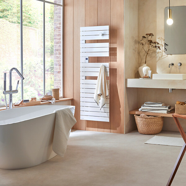 ATLANTIC - Sèche-serviettes connecté Nefertiti avec soufflerie mât à droite 1500W beige - ATLANTIC - 850061 - large