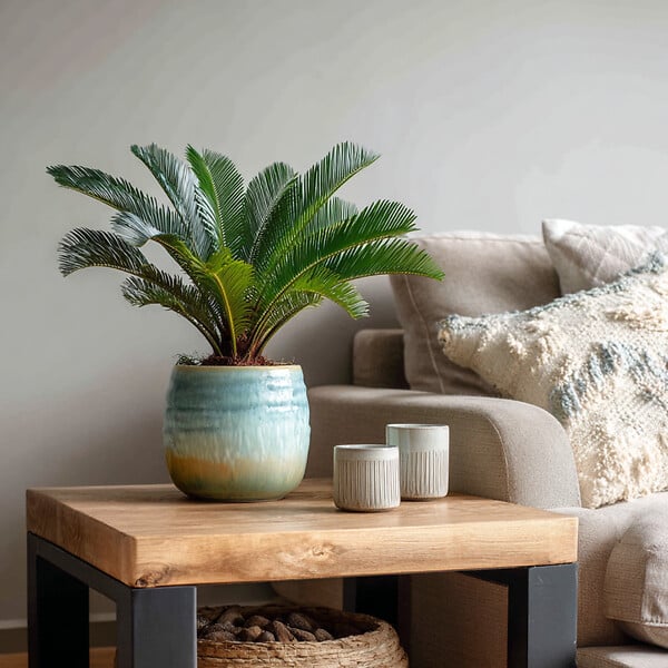PLANT IN A BOX - Sagou du Japon - Set de 4 - Cycas revoluta - Hauteur 45-60cm - ⌀15cm - large