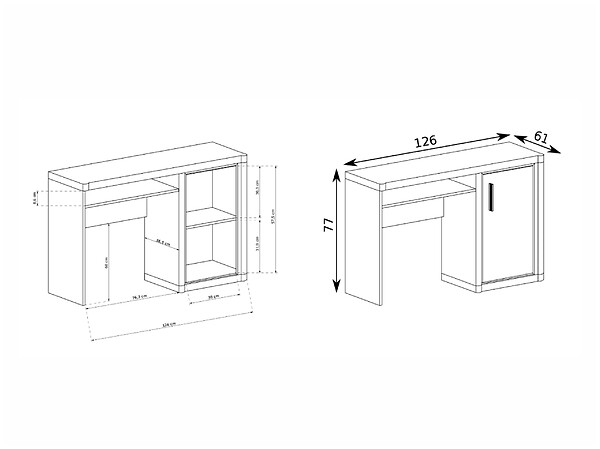 OTITEC - Bureau- H.77 x L.126x P.61 - VALLAS - sonoma - large