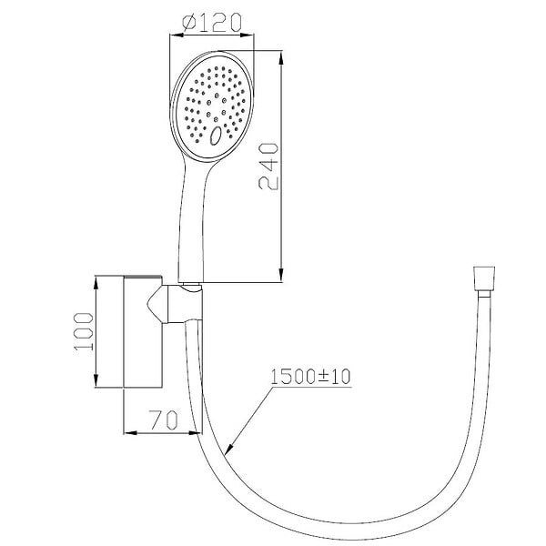 ESSEBAGNO - Luisa II combiné support de douche 3 pièces gris gun métal - large
