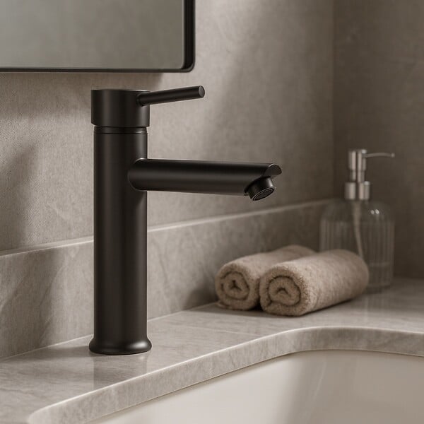ESSEBAGNO - Deco mitigeur lavabo haut gris gun métal - large