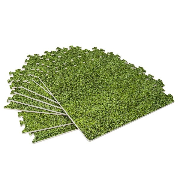 WERKAPRO - Dalle pour piscine imprimé gazon  50x50cm  1cm épaisseur 8 pièces - large