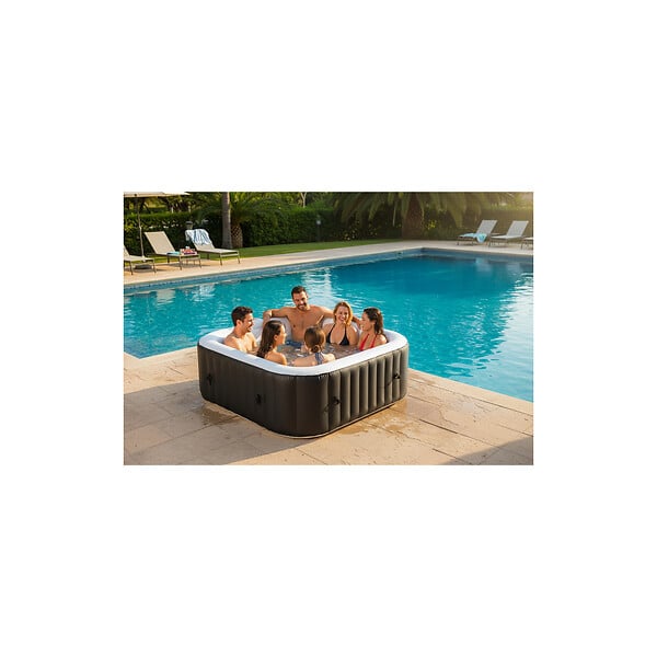 RELX TIME - Spa gonflable 6 places carré - RELXTIME - 130 Jets - Noir - Filtre et bâche inclus - large