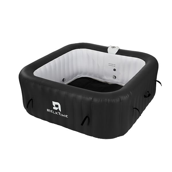 RELX TIME - Spa gonflable 6 places carré - RELXTIME - 130 Jets - Noir - Filtre et bâche inclus - large