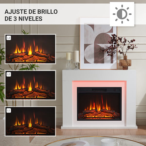 BALDERIA - Cheminée électrique BALDERIA Finn Design - Cheminée sur pied - Blanc - large