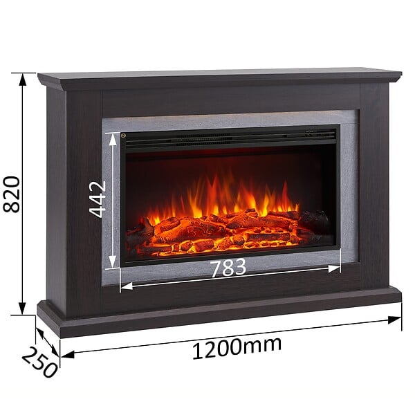 BALDERIA - Cheminée électrique BALDERIA Xenia - Cheminée sur pied, chauffage 2000 W - Chêne foncé - large