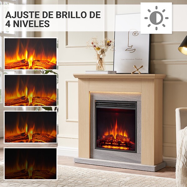 BALDERIA - Cheminée électrique BALDERIA Pandora - Cheminée sur pied, 2000 W - Marron clair - large